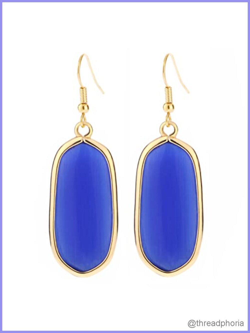 Natural Crystal Healing Stone Drop Dangle Earrings 14K Gold Plated